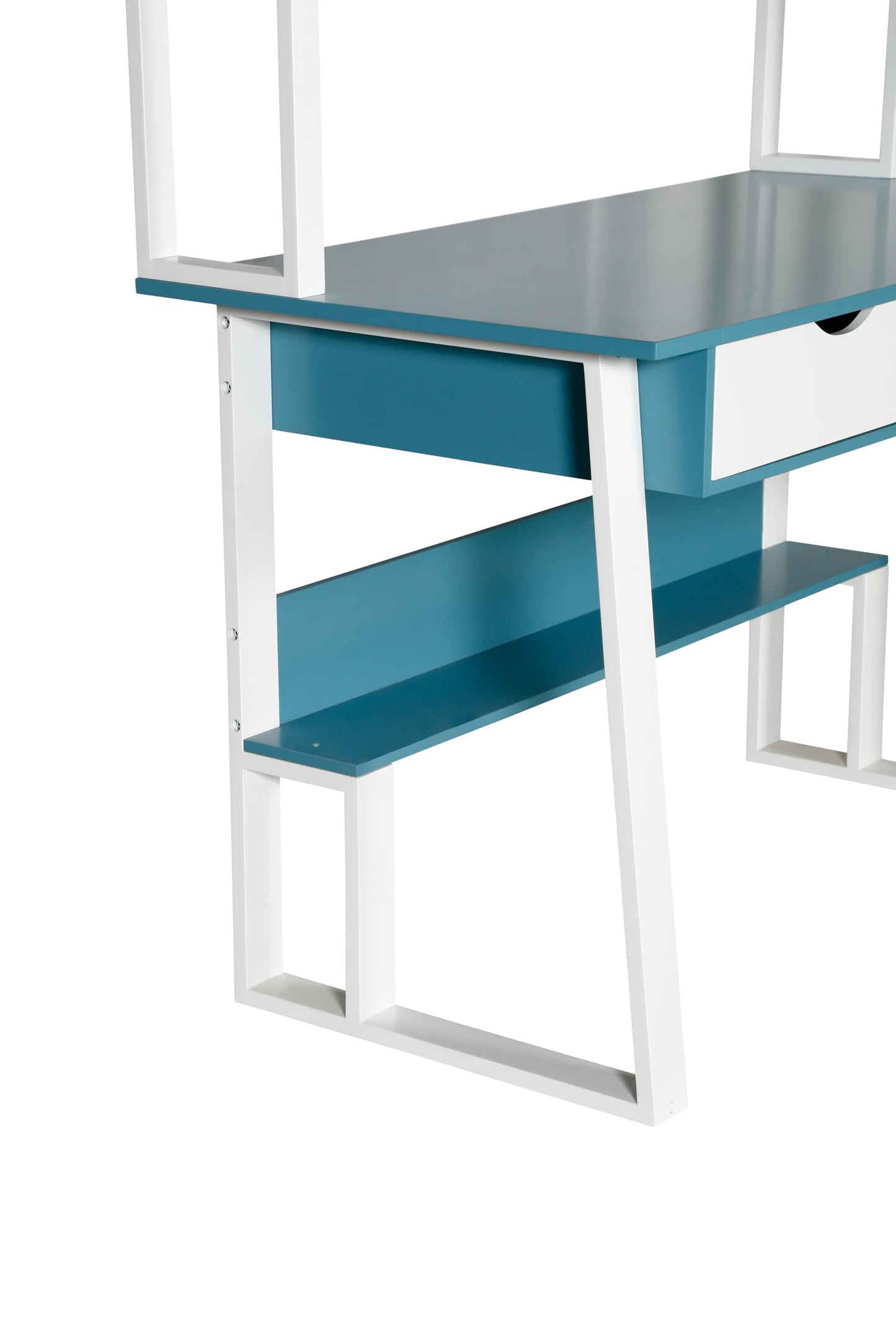 HYGRAD BUILT TO SURVIVE Wooden Pink/White Free Standing Study Table Desk With Shelves & Drawers For Kids Children Girls Home (Blue/White) HYGRAD BUILT TO SURVIVE