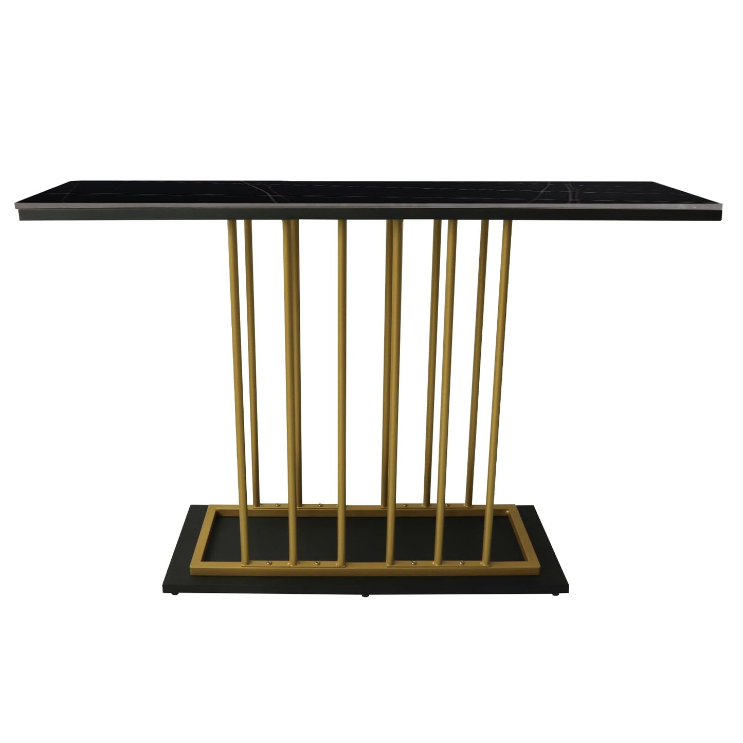 HYGRAD BUILT TO SURVIVE Large Rectangular Free Standing Sintered Stone With Metal Frame Console Sofa End Table Hallway Furniture Home 120cm Wide (Black/Gold) HYGRAD BUILT TO SURVIVE