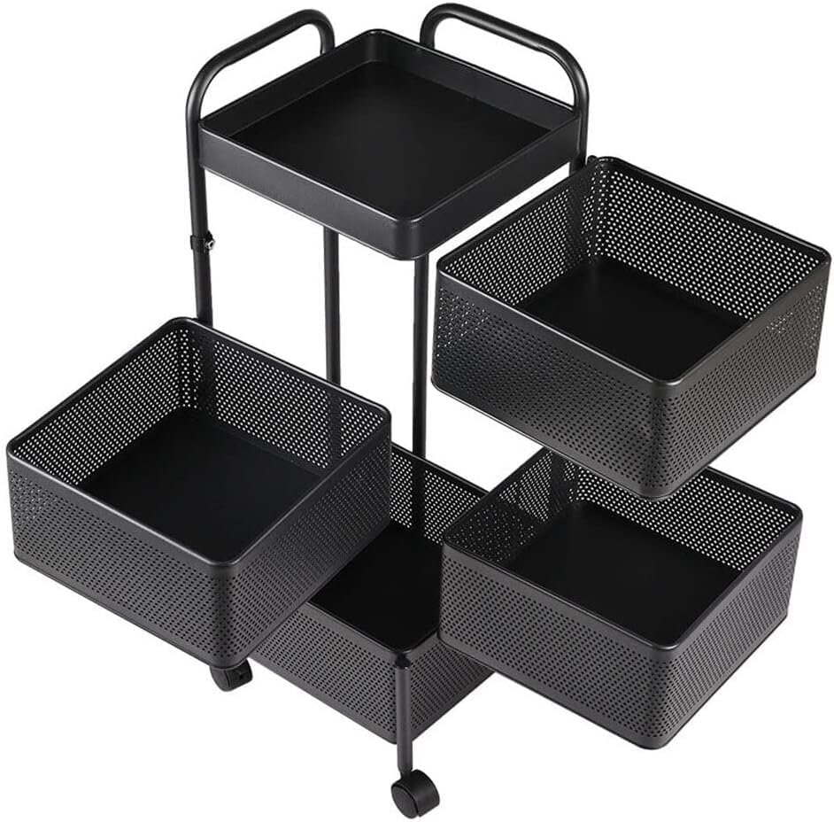 4, 5 Tier Rolling Multi-purpose Metal Rotating Rolling Free Standing Detachable Mesh Potato/Fruits/Vegetable Storage Baskets Shelf Organizer Tidy Kitchen Rack With Wheels (4 Tier) HYGRAD BUILT TO SURVIVE