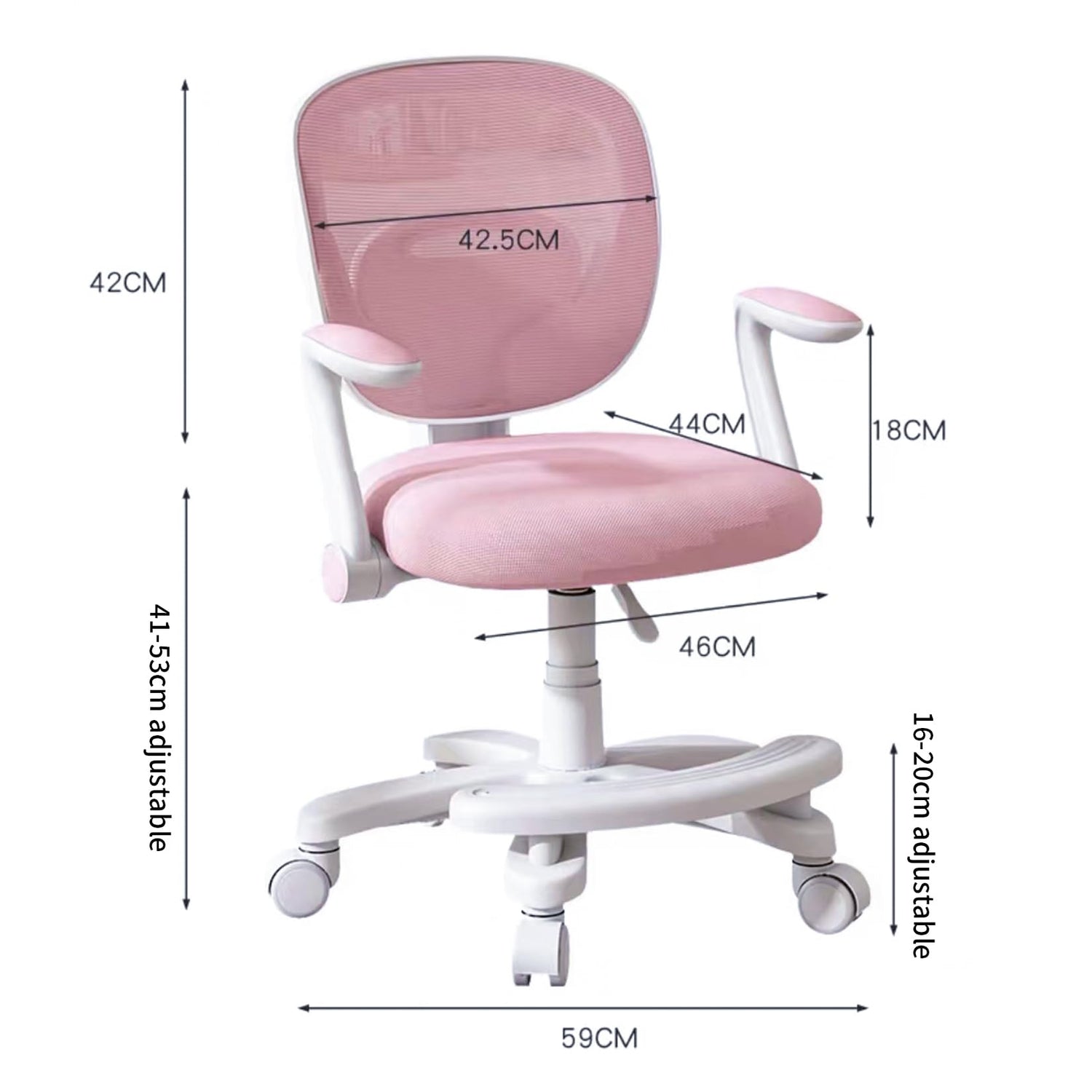 HYGRAD BUILT TO SURVIVE Swivel Chair Ergonomic Rolling Adjustable Kids Children Teens 360 Swivel Revolving Chair With Armrest & Foot Rest In Colours (Pink) HYGRAD BUILT TO SURVIVE