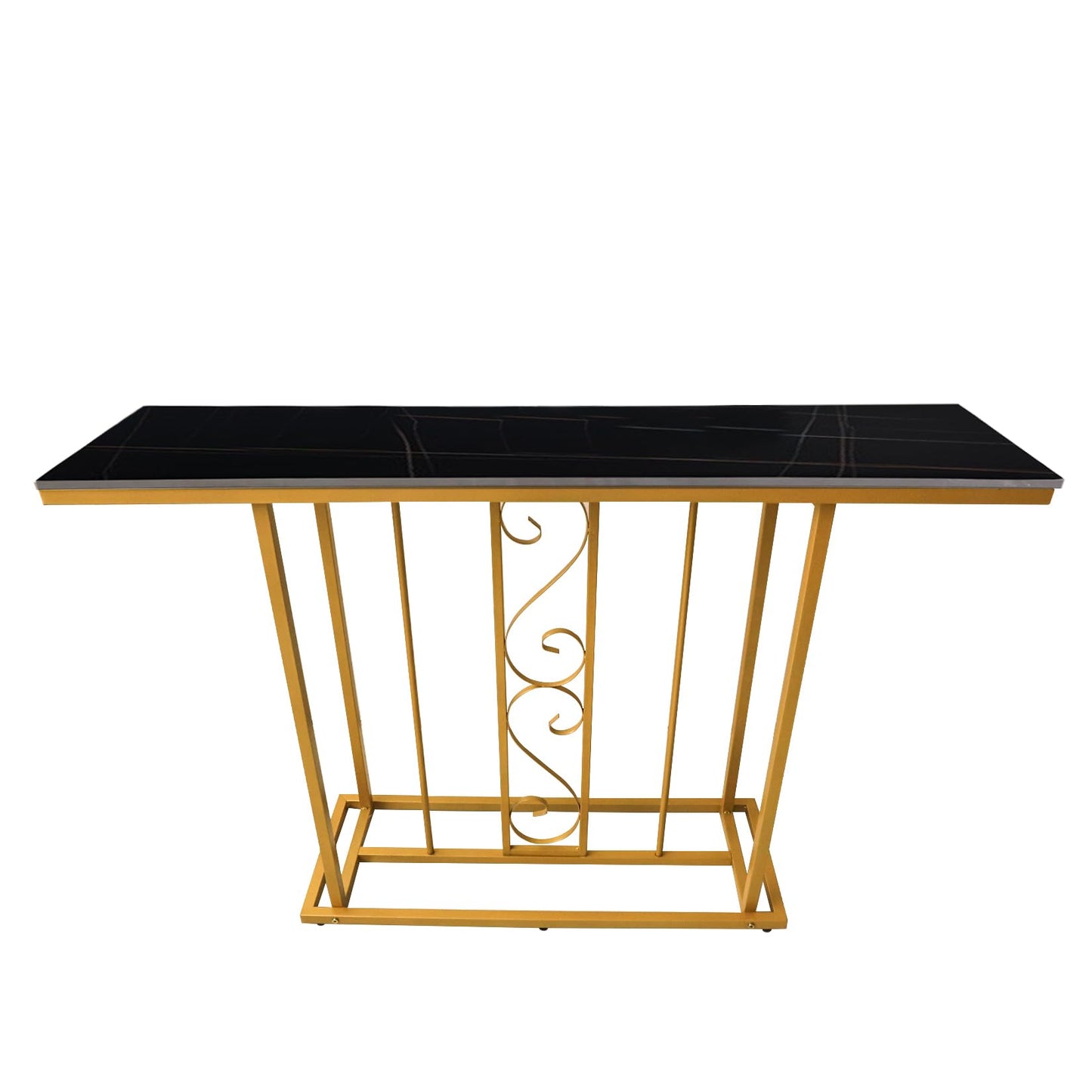 HYGRAD BUILT TO SURVIVE Large Marble Effect Sintered Stone With Metal Frame Free Standing Console Table Hallway Entrance Furniture 120 cm (Black/Gold) HYGRAD BUILT TO SURVIVE