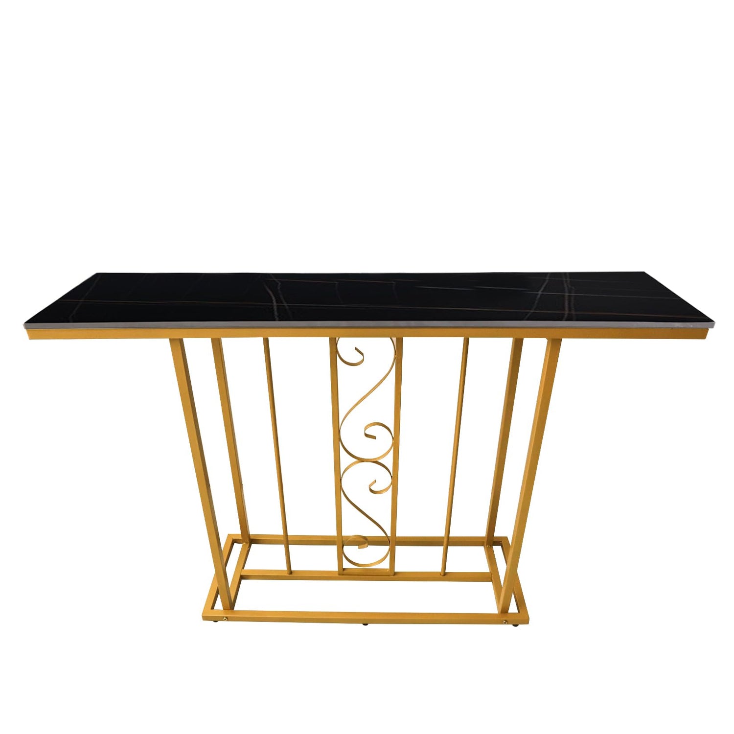 HYGRAD BUILT TO SURVIVE Large Marble Effect Sintered Stone With Metal Frame Free Standing Console Table Hallway Entrance Furniture 120 cm (Black/Gold) HYGRAD BUILT TO SURVIVE