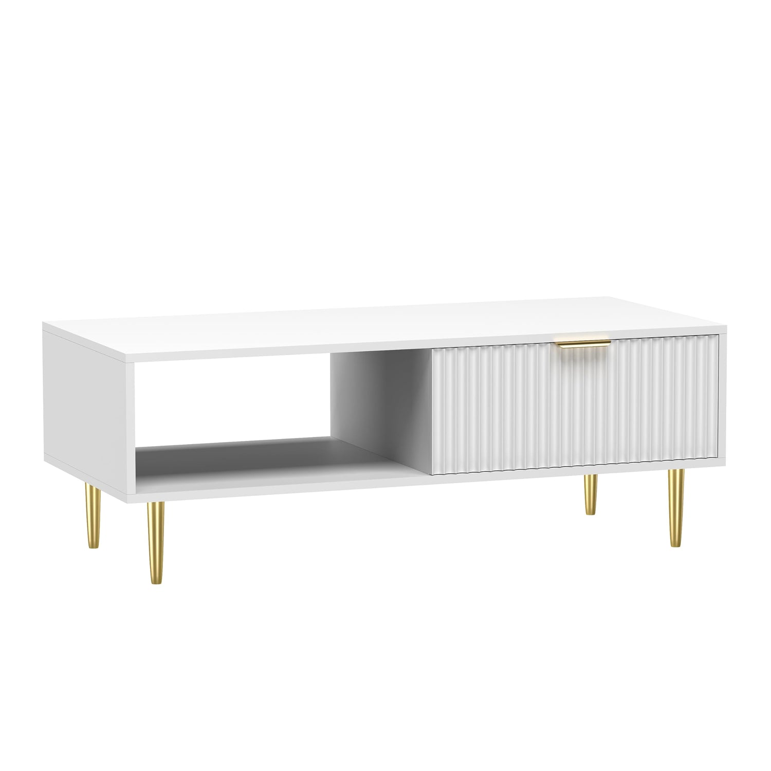 HYGRAD BUILT TO SURVIVE Free Standing White Wooden Fluted Chic Low Ris ...