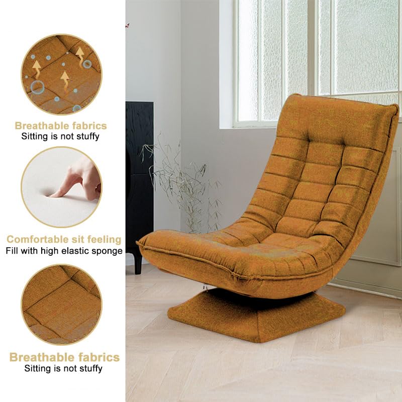 HYGRAD BUILT TO SURVIVE Swivel Armchair Chair, 5-Fold Adjustable Lazy High Lounge, Folding Swing Chair 360-Degree Rotatable With Adjustable Backrest, For Home & Living Room (Brown) HYGRAD BUILT TO SURVIVE