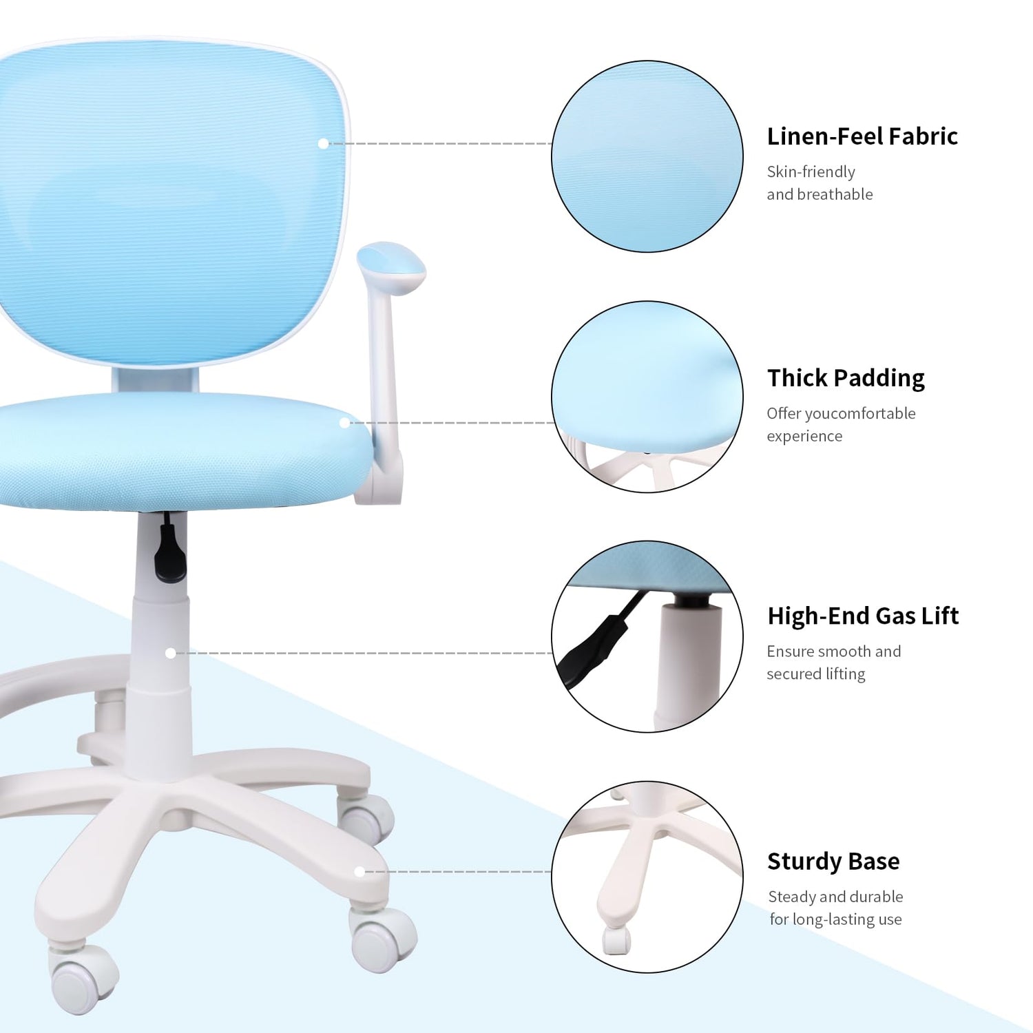 HYGRAD BUILT TO SURVIVE Swivel Chair Ergonomic Rolling Adjustable Kids Children Teens 360 Swivel Revolving Chair With Armrest & Foot Rest In Colours (Blue) HYGRAD BUILT TO SURVIVE