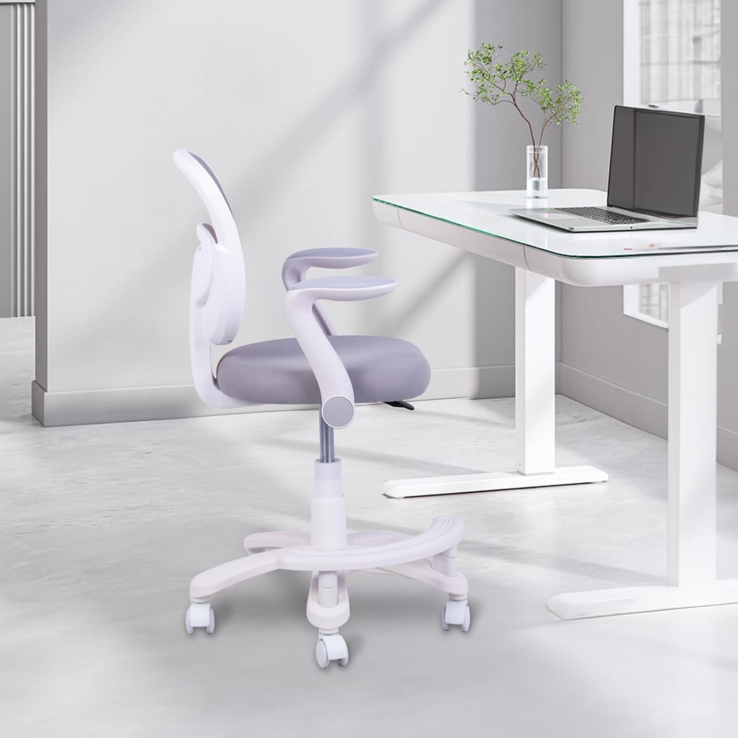 HYGRAD BUILT TO SURVIVE Swivel Chair Ergonomic Rolling Adjustable Kids Children Teens 360 Swivel Revolving Chair With Armrest & Foot Rest In Colours (Grey) HYGRAD BUILT TO SURVIVE