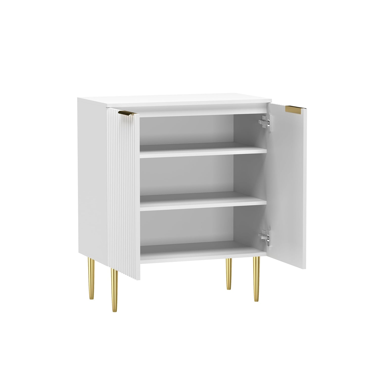 HYGRAD BUILT TO SURVIVE Free Standing Wooden Fluted Sideboard Buffet Accent Cabinet Cupboard Console Table Storage Hallway Home With 2 Doors & Gold Metal Legs HYGRAD BUILT TO SURVIVE