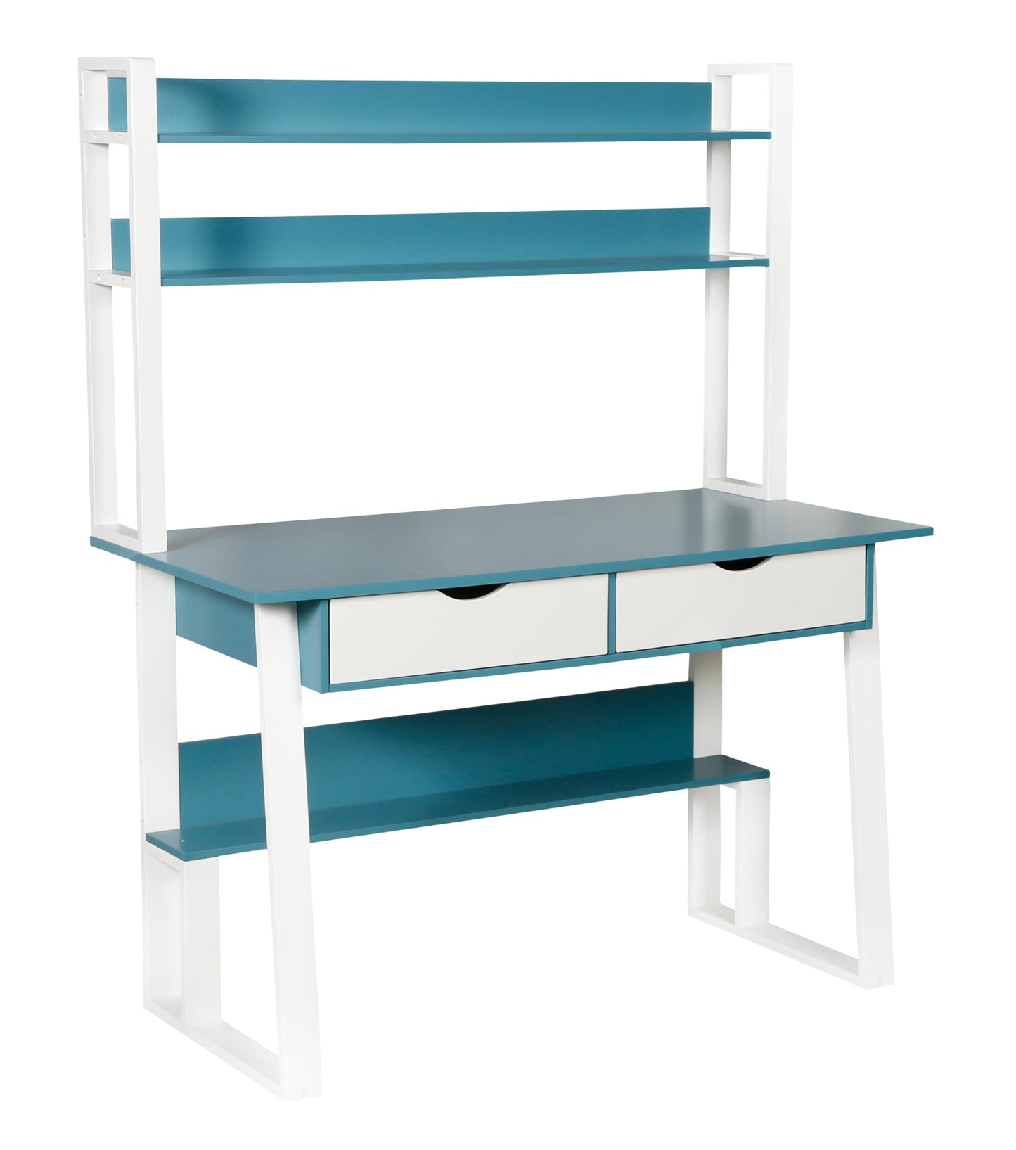 HYGRAD BUILT TO SURVIVE Wooden Pink/White Free Standing Study Table Desk With Shelves & Drawers For Kids Children Girls Home (Blue/White) HYGRAD BUILT TO SURVIVE