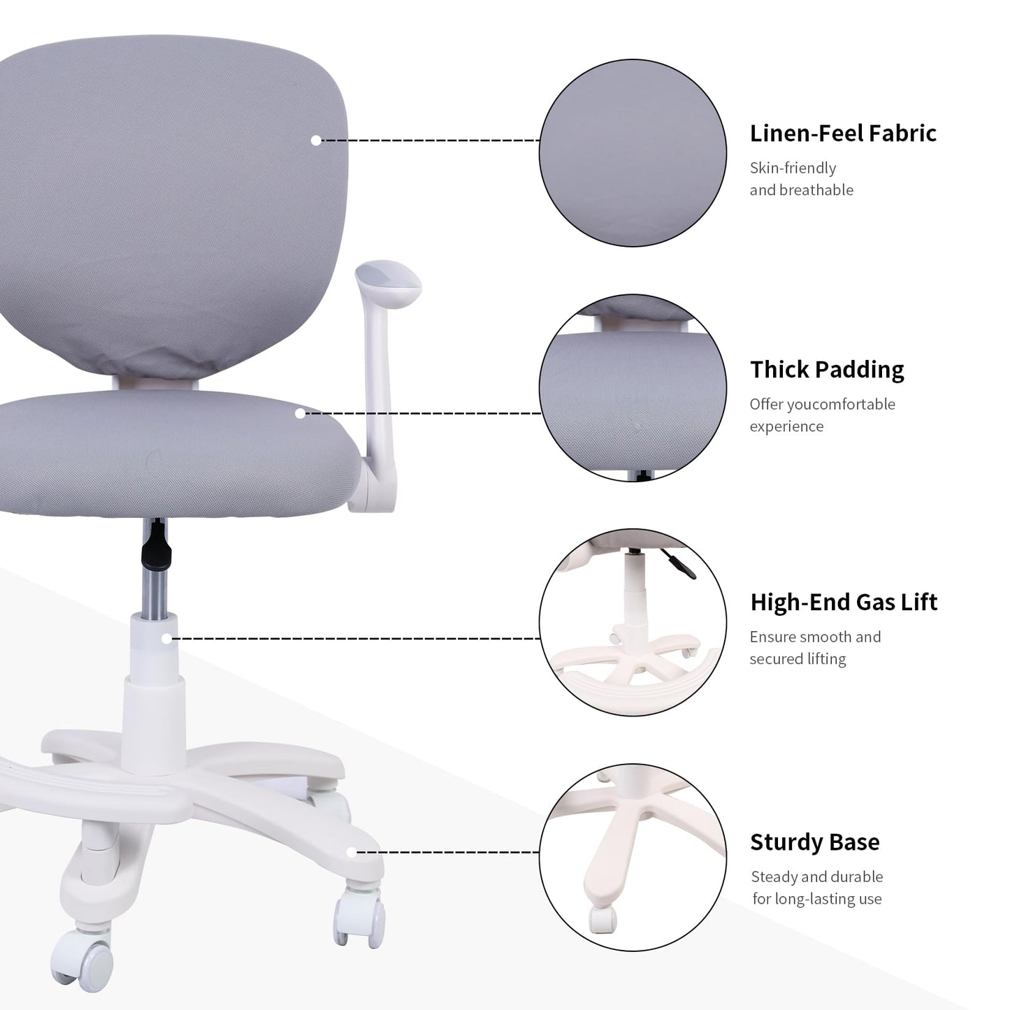 HYGRAD BUILT TO SURVIVE Swivel Chair Ergonomic Rolling Adjustable Kids Children Teens 360 Swivel Revolving Chair With Armrest & Foot Rest In Colours (Grey) HYGRAD BUILT TO SURVIVE