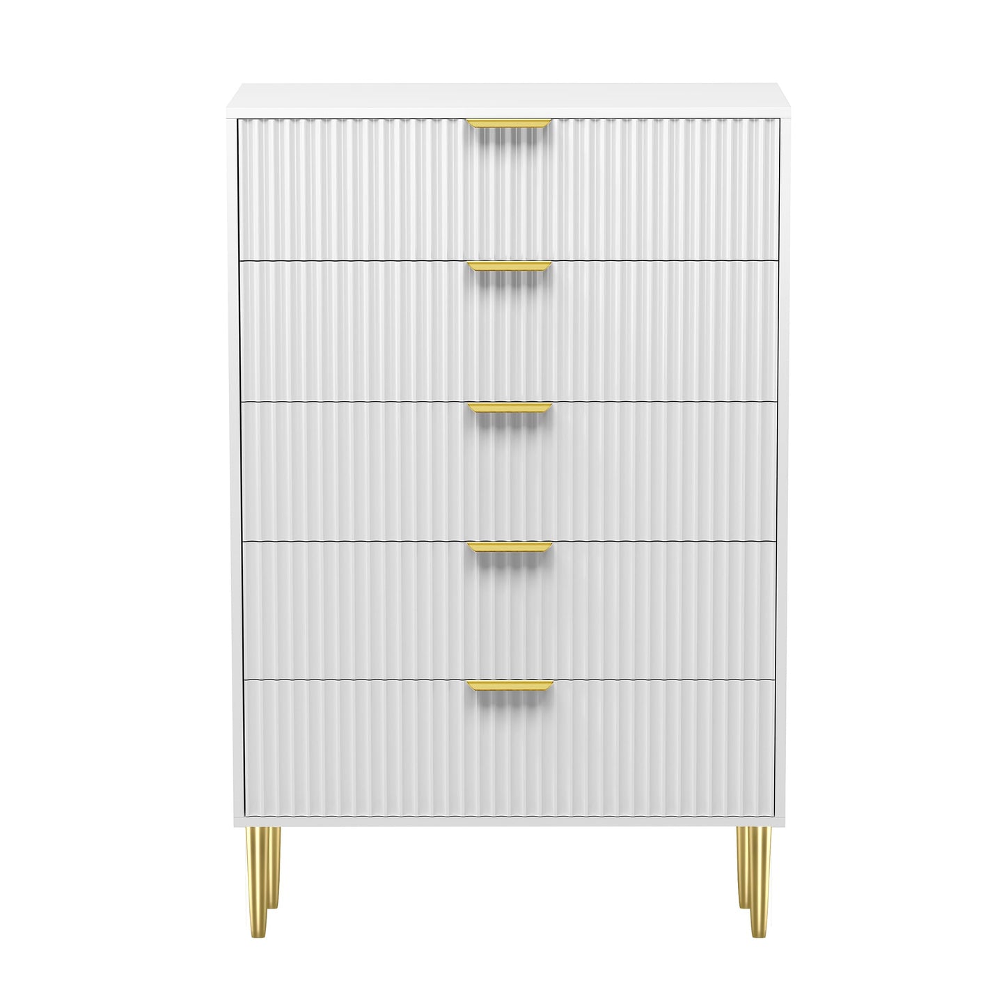 HYGRAD BUILT TO SURVIVE Free Standing White Wooden Chic Fluted Kitchen Bed Living room Chest of 5 Drawers Dresser Console Table HYGRAD BUILT TO SURVIVE