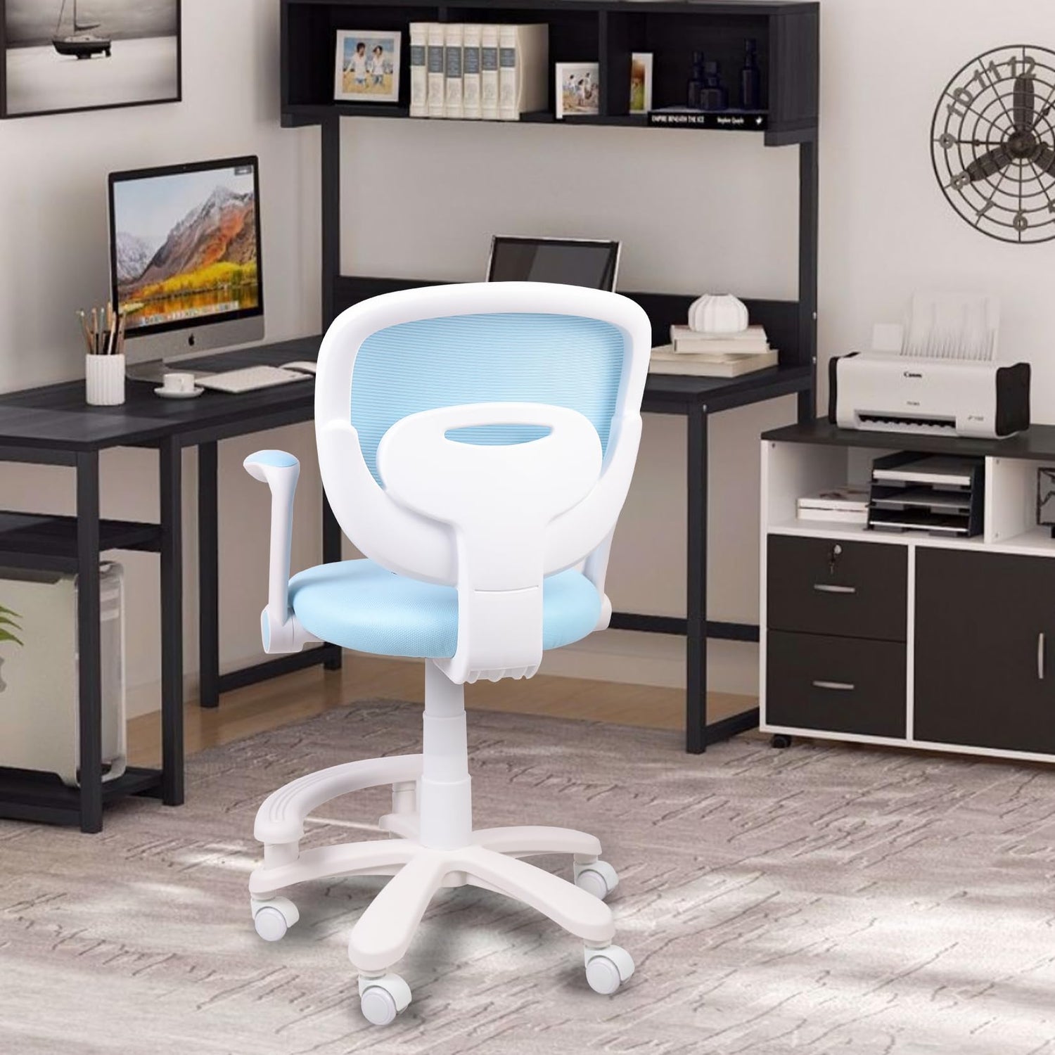 HYGRAD BUILT TO SURVIVE Swivel Chair Ergonomic Rolling Adjustable Kids Children Teens 360 Swivel Revolving Chair With Armrest & Foot Rest In Colours (Blue) HYGRAD BUILT TO SURVIVE