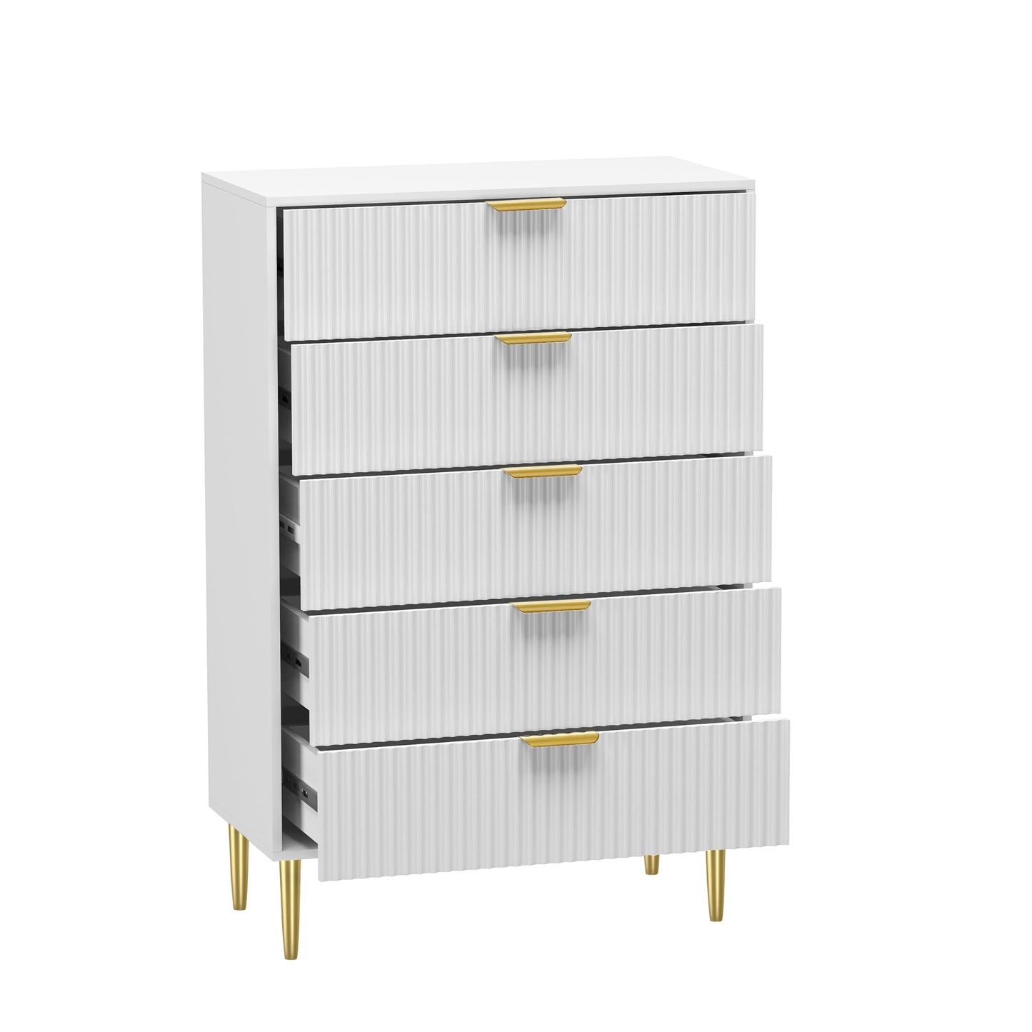 HYGRAD BUILT TO SURVIVE Free Standing White Wooden Chic Fluted Kitchen Bed Living room Chest of 5 Drawers Dresser Console Table HYGRAD BUILT TO SURVIVE