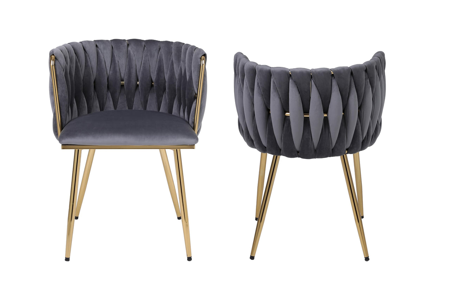 HYGRAD BUILT TO SURVIVE Set of 2 x Luxury Velvet/Metal Upholstered Seat Woven Dining Kitchen Home Restaurant Bar Pub Stool Chair (Grey/Gold) HYGRAD BUILT TO SURVIVE