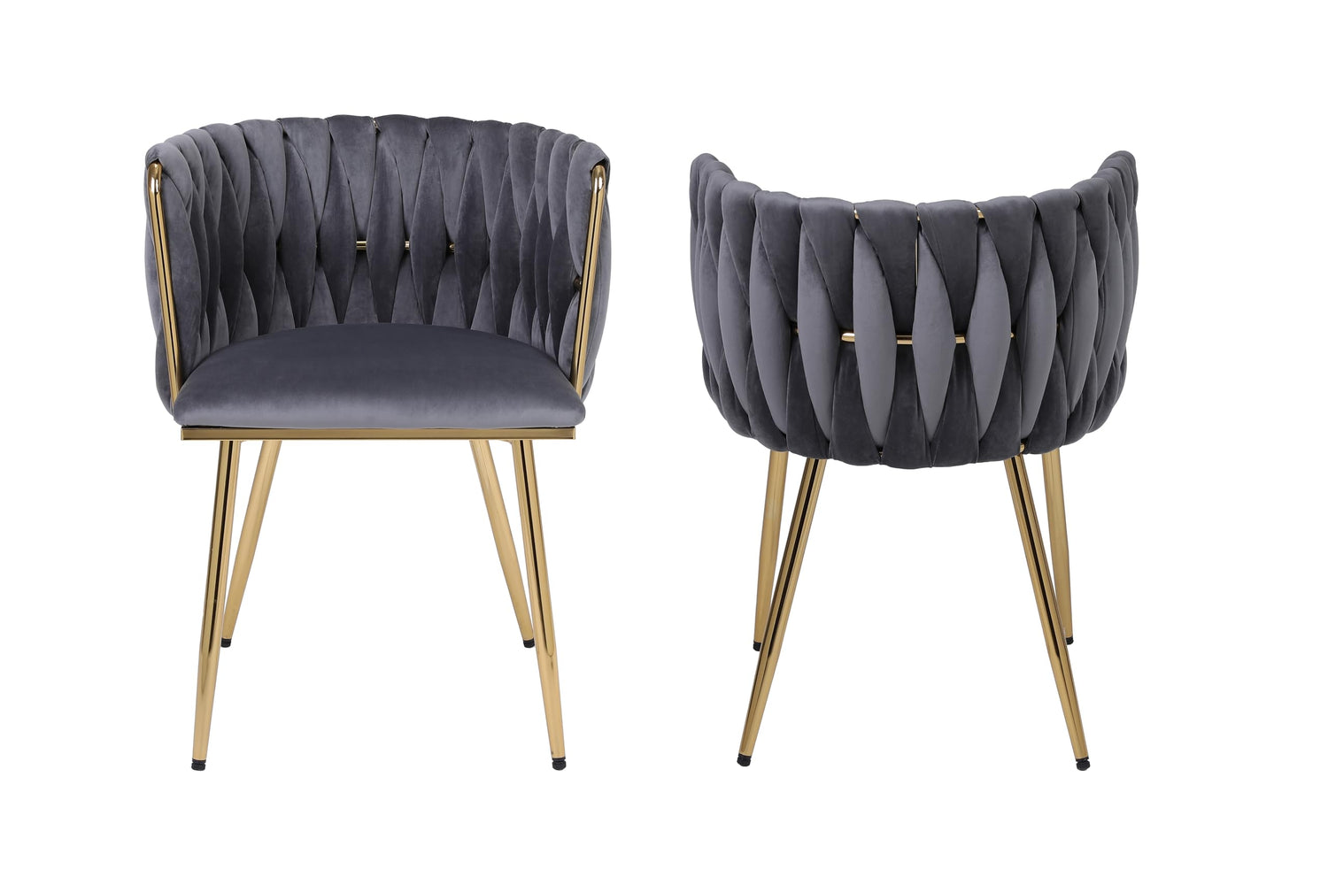 HYGRAD BUILT TO SURVIVE Set of 2 x Luxury Velvet/Metal Upholstered Seat Woven Dining Kitchen Home Restaurant Bar Pub Stool Chair (Grey/Gold) HYGRAD BUILT TO SURVIVE