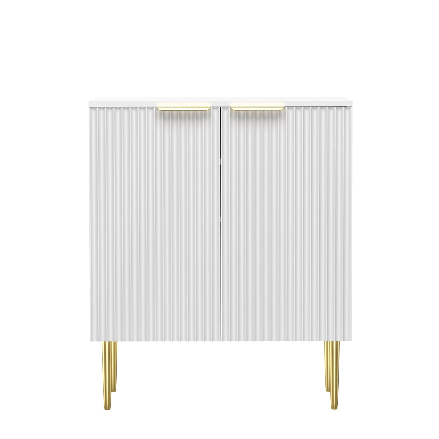 HYGRAD BUILT TO SURVIVE Free Standing Wooden Fluted Sideboard Buffet Accent Cabinet Cupboard Console Table Storage Hallway Home With 2 Doors & Gold Metal Legs HYGRAD BUILT TO SURVIVE
