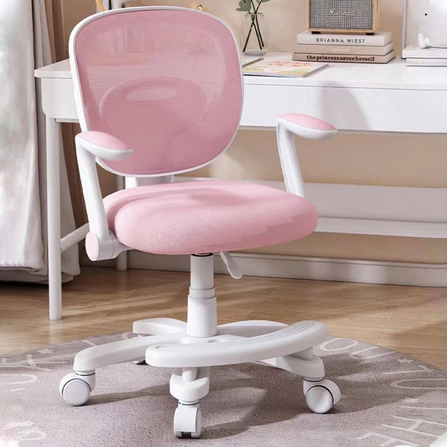 HYGRAD BUILT TO SURVIVE Swivel Chair Ergonomic Rolling Adjustable Kids Children Teens 360 Swivel Revolving Chair With Armrest & Foot Rest In Colours (Pink) HYGRAD BUILT TO SURVIVE
