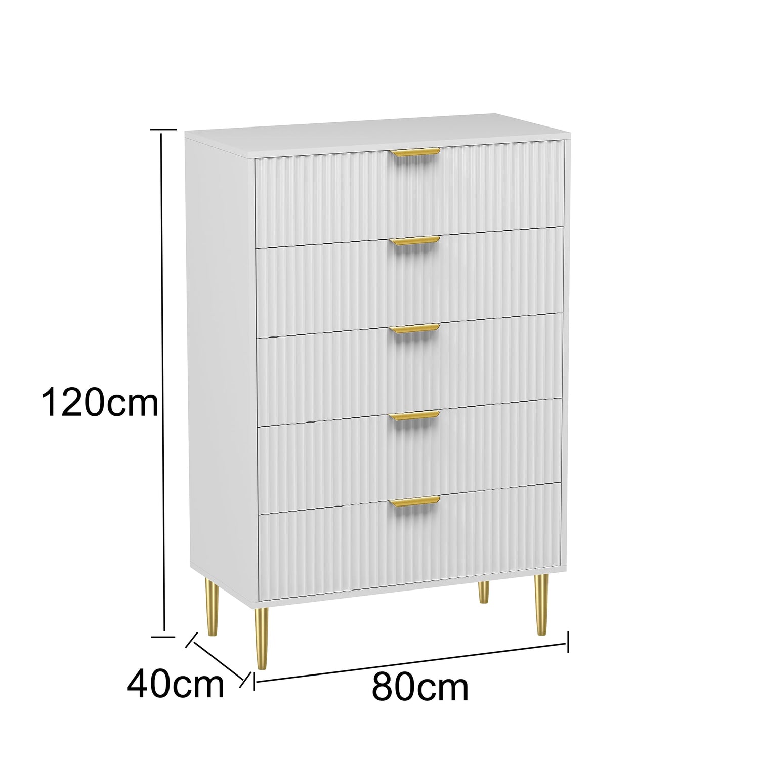 HYGRAD BUILT TO SURVIVE Free Standing White Wooden Chic Fluted Kitchen Bed Living room Chest of 5 Drawers Dresser Console Table HYGRAD BUILT TO SURVIVE