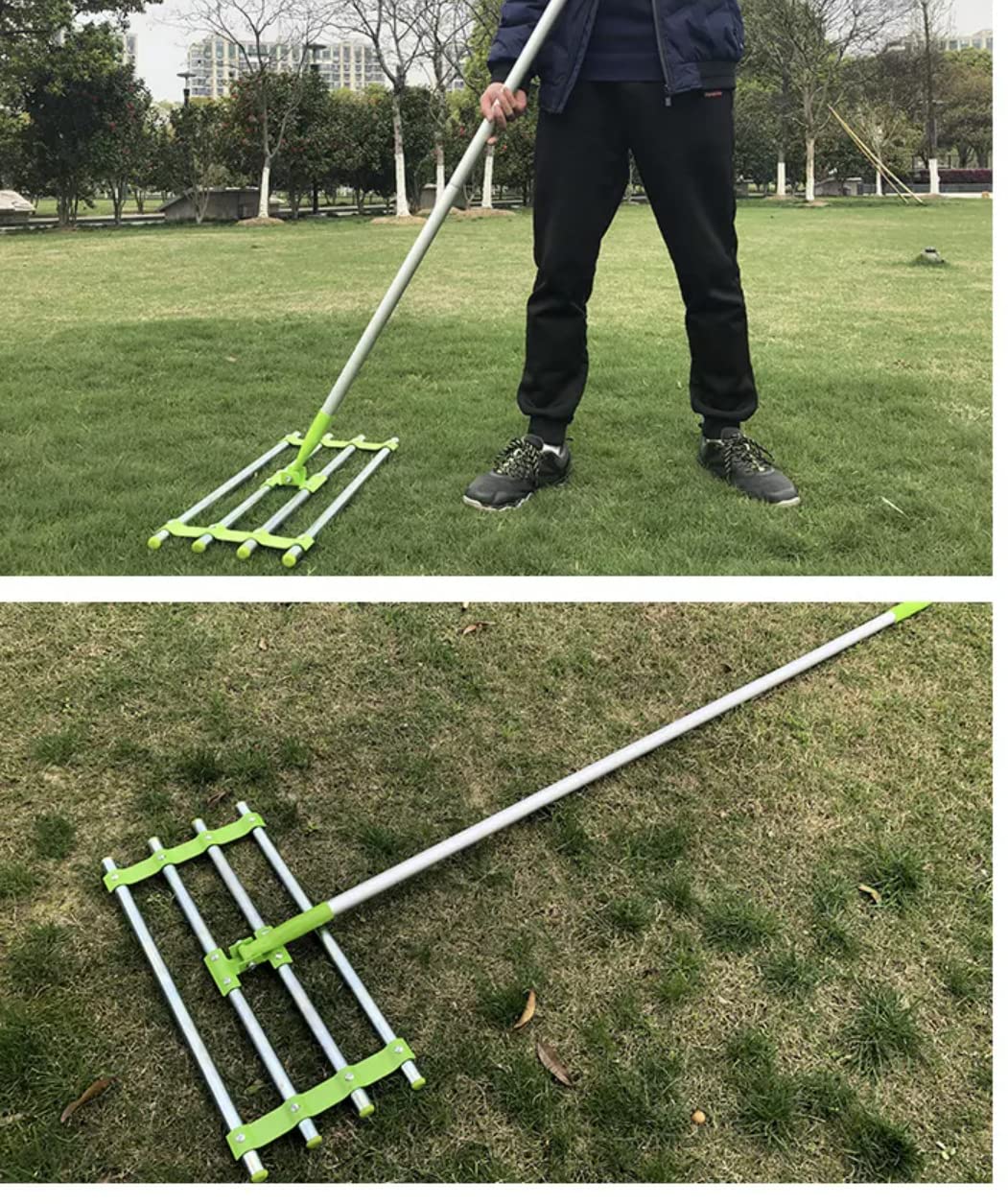 HYGRAD BUILT TO SURVIVE Manual Aluminium/Steel Top Soil Grass Compost Bark Spreader Rake Garden Lawn Backyard Landscaping Rake Tool for Lawn, Lake and Beach levelling Rake Heavy-duty Stainless Steel HYGRAD BUILT TO SURVIVE