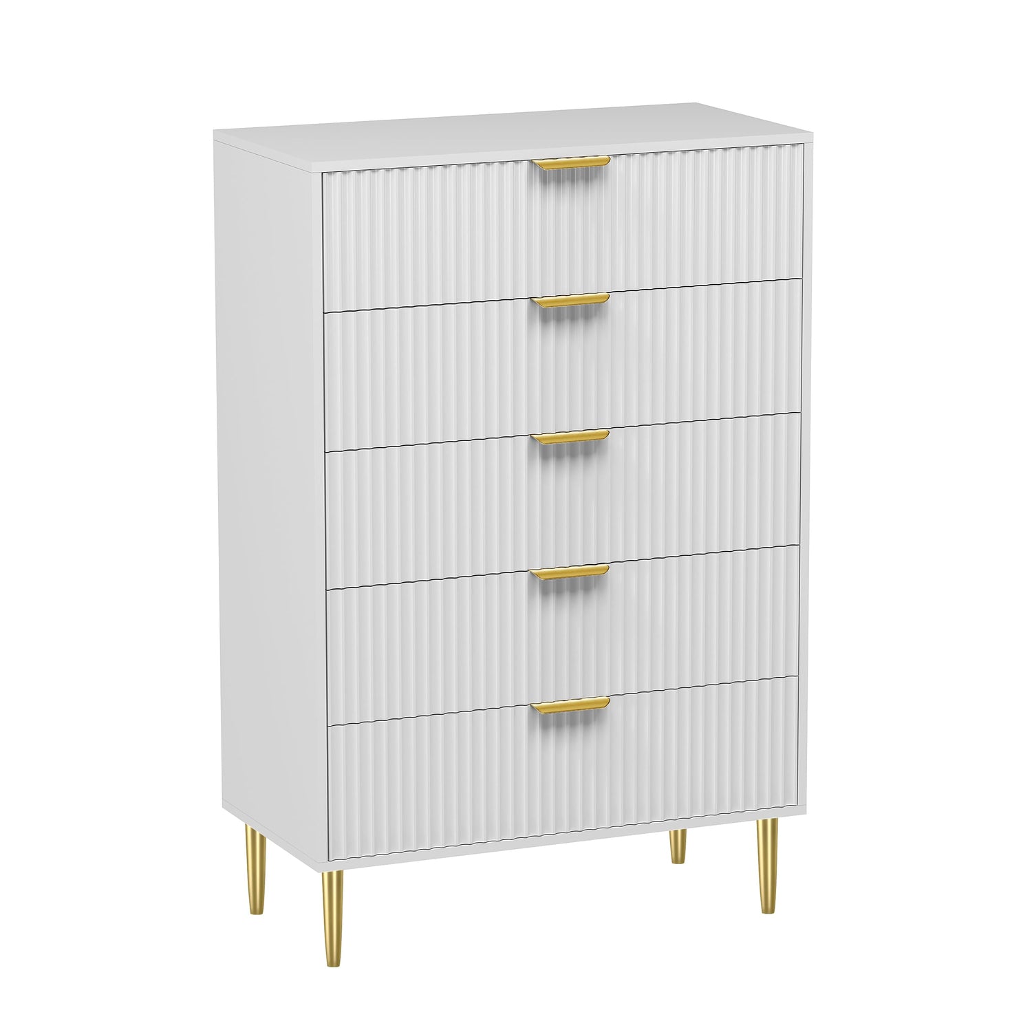 HYGRAD BUILT TO SURVIVE Free Standing White Wooden Chic Fluted Kitchen Bed Living room Chest of 5 Drawers Dresser Console Table HYGRAD BUILT TO SURVIVE