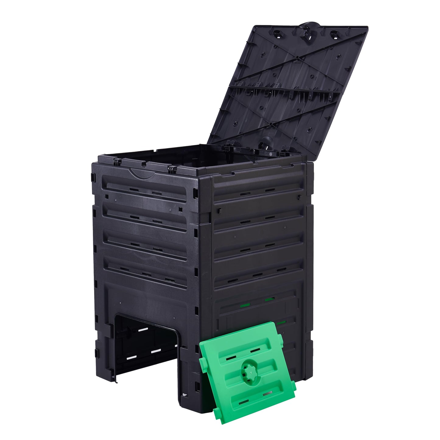 450l Garden Outdoor Compost Bin 71 W X 71 D X 103 H Cm Large Capacity Compost Container Bin With Lid For Gardens, Balconies, Kitchen HYGRAD BUILT TO SURVIVE