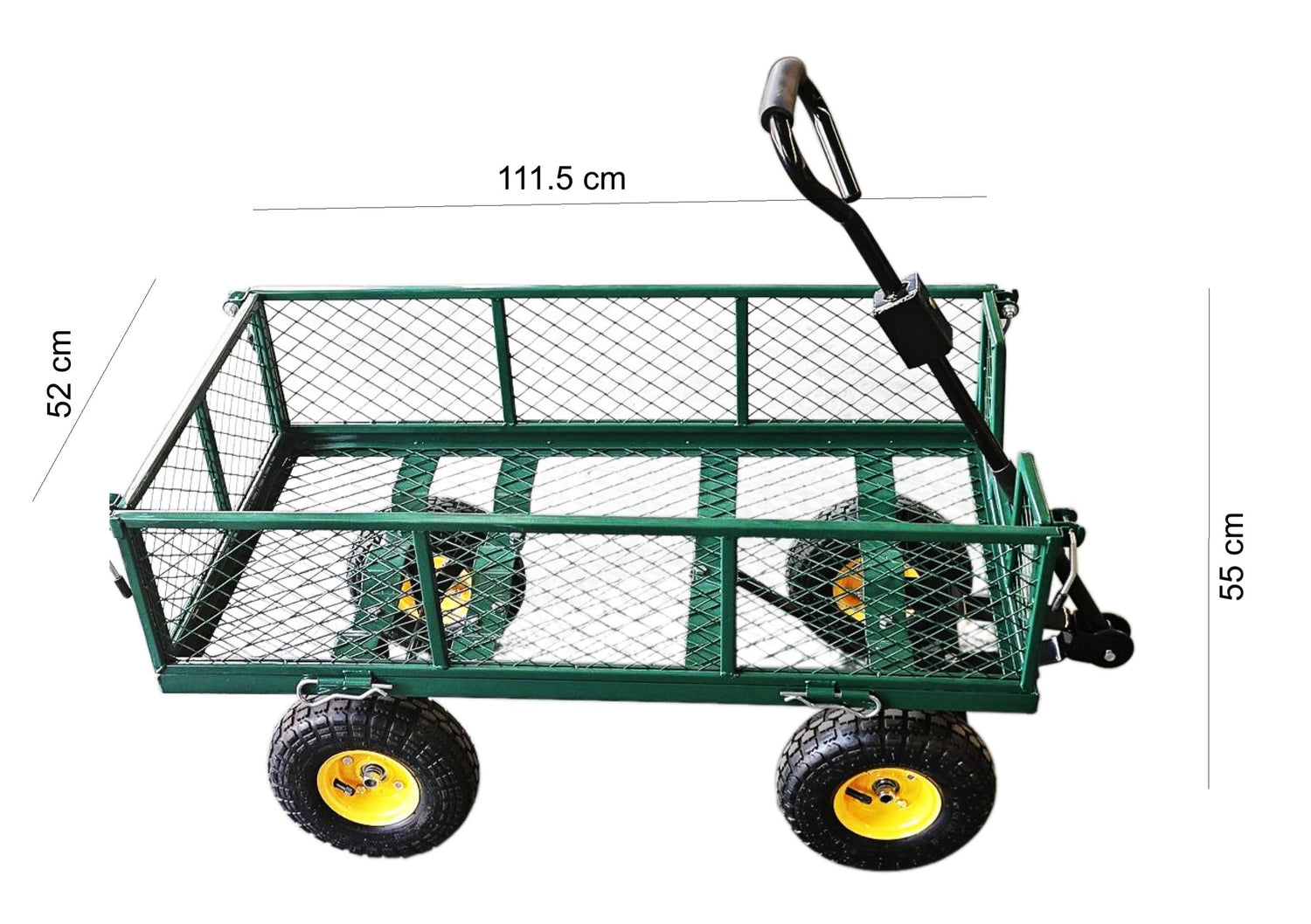 Heavy Duty Steel Mesh Portable Rolling Garden Yard Farm Dump Cart Utility Wagon Beach Trolley 180° Rotating Handle With 4 Pneumatic Wheels HYGRAD BUILT TO SURVIVE