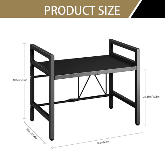 2 Tier Over Microwave Oven Shelf Storage Solution Organiser Stand Utensil Holder Counter Shelf and Organizer with 3 Hooks Carbon Steel 55lbs Weight Capacity Matte Black HYGRAD BUILT TO SURVIVE