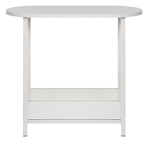 HYGRAD BUILT TO SURVIVE 2 Tier Narrow Wooden Bedside Sofa End Side Oval Top Table For Living Bed Room Furniture In White Colour HYGRAD BUILT TO SURVIVE