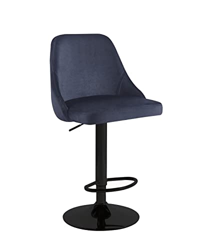 HYGRAD BUILT TO SURVIVE 2 x Velvet Swivel Breakfast Bar Kitchen Island Stools Chair With Gas Lift In 5 Colours (Blue + Black Base) HYGRAD BUILT TO SURVIVE