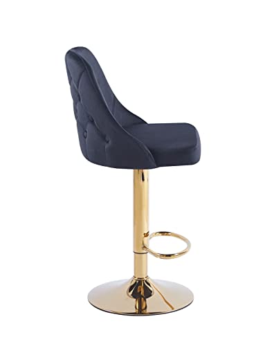 HYGRAD BUILT TO SURVIVE 2 x Velvet Swivel Breakfast Bar Kitchen Island Stools Chair With Gas Lift In 5 Colours (Black + Black Base) HYGRAD BUILT TO SURVIVE