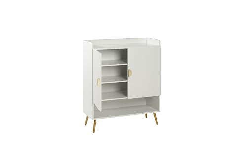 HYGRAD BUILT TO SURVIVE Modern Shoe Cabinet with 2 Doors, Open Shelf and Adjustable Shelves, Hallway Shoe Cupboard for 15 Pairs of Shoes, Entryway Storage Unit (White) HYGRAD BUILT TO SURVIVE