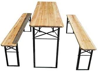 3 Pcs Portable Wooden Folding Picnic Beer Table Bench Trestle Patio Outdoor Garden Pub In 2 Sizes Generic