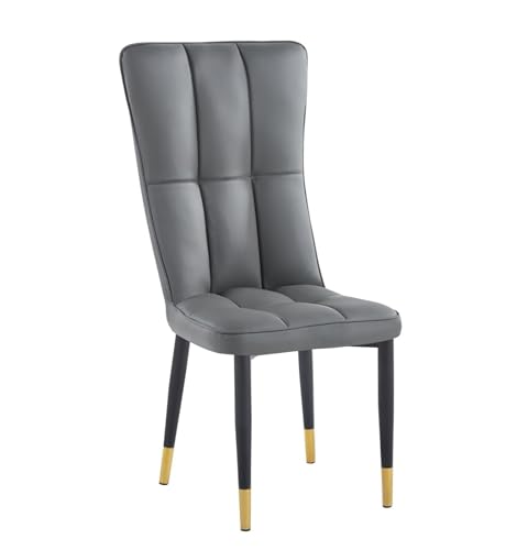 HYGRAD BUILT TO SURVIVE 2 x Faux PU Leather Set of High Back Accent Dining Office Living Room Chairs With Chrome Legs & In Colours (Grey) HYGRAD BUILT TO SURVIVE