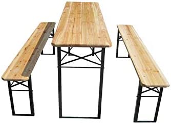 HYGRAD BUILT TO SURVIVE Large 3 Piece Wooden Folding Picnic Beer Table Bench Trestle Patio Outdoor Garden Pub 120 x 50 x 75 cms HYGRAD BUILT TO SURVIVE