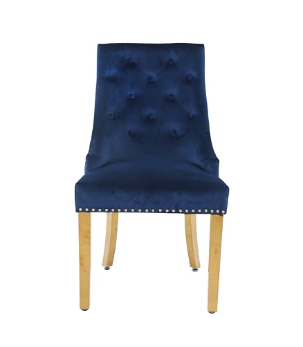 HYGRAD BUILT TO SURVIVE Velvet Upholstered Seat Luxury Dining Accent Chair With Gold Metal Legs Gold For Home Office Study Hallway (1, Blue) HYGRAD BUILT TO SURVIVE