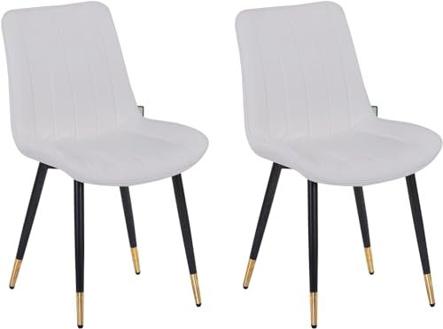 HYGRAD BUILT TO SURVIVE 2 x Faux PU Leather Accent Padded Cushioned Dining Office Living Room Chairs With Chrome Legs In 4 Colours (White) HYGRAD BUILT TO SURVIVE