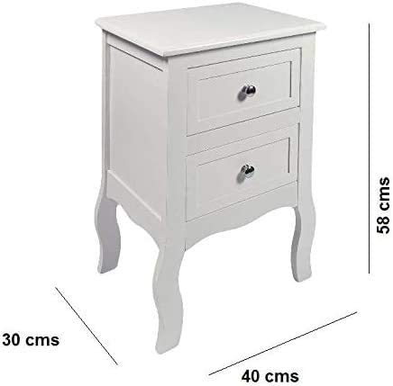 HYGRAD BUILT TO SURVIVE 2 x Chic White Wooden Free Standing Bedroom Bedside Table Unit Cabinet Nightstand with 2 Drawers HYGRAD BUILT TO SURVIVE