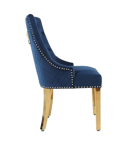 HYGRAD BUILT TO SURVIVE Velvet Upholstered Seat Luxury Dining Accent Chair With Gold Metal Legs Gold For Home Office Study Hallway (1, Blue) HYGRAD BUILT TO SURVIVE