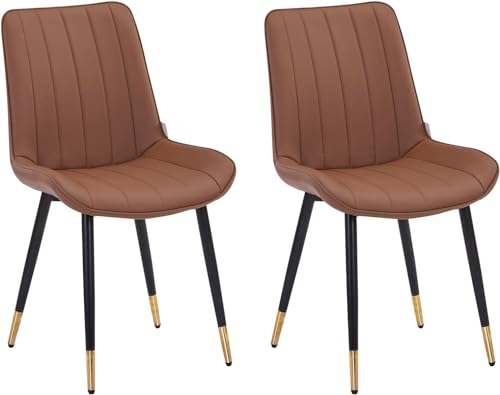 HYGRAD BUILT TO SURVIVE 2 x Faux PU Leather Accent Padded Cushioned Dining Office Living Room Chairs With Chrome Legs In 4 Colours (Brown) HYGRAD BUILT TO SURVIVE