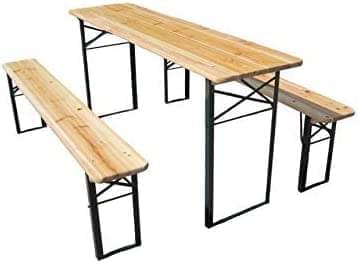 3 Pcs Portable Wooden Folding Picnic Beer Table Bench Trestle Patio Outdoor Garden Pub In 2 Sizes Generic