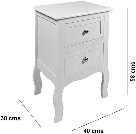 HYGRAD BUILT TO SURVIVE 2 x Chic White Wooden Free Standing Bedroom Bedside Table Unit Cabinet Nightstand with 2 Drawers HYGRAD BUILT TO SURVIVE