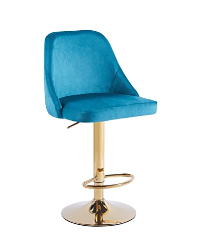 HYGRAD BUILT TO SURVIVE 2 x Velvet Swivel Breakfast Bar Kitchen Island Stools Chair With Gas Lift In 5 Colours (Teal + Gold Base) HYGRAD BUILT TO SURVIVE