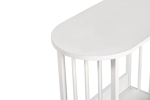 HYGRAD BUILT TO SURVIVE 2 Tier Narrow Wooden Bedside Sofa End Side Oval Top Table For Living Bed Room Furniture In White Colour HYGRAD BUILT TO SURVIVE