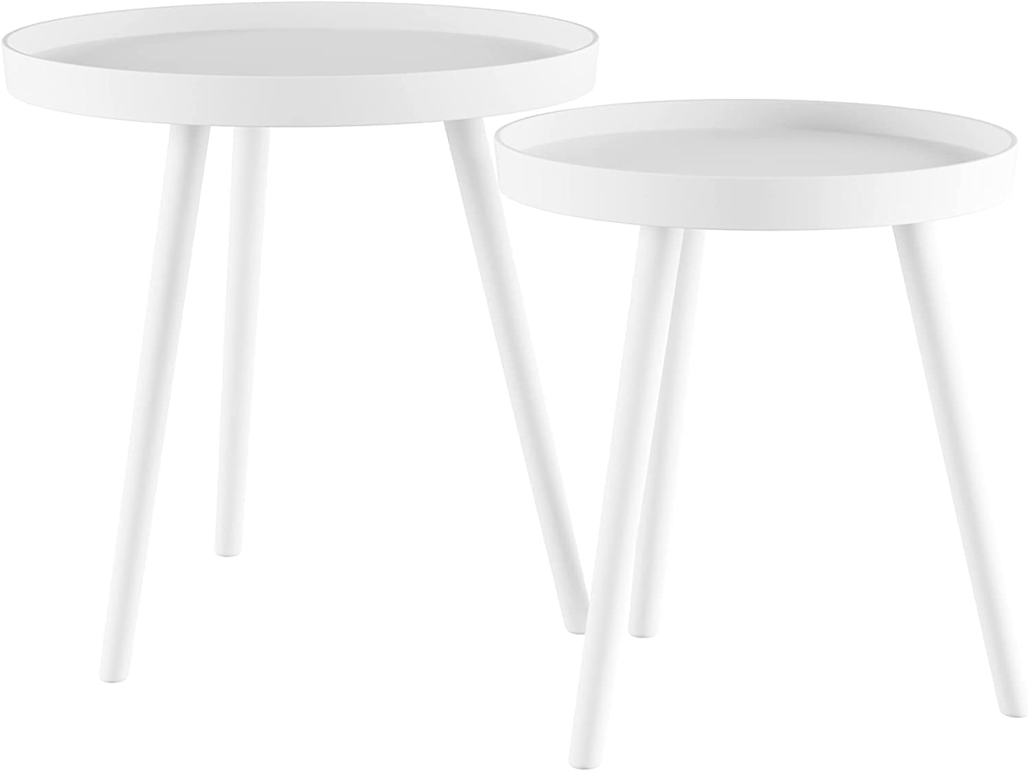 Set of 2 x White Round Wooden Lounge Living Room Coffee End Side Tray Tables Console HYGRAD BUILT TO SURVIVE