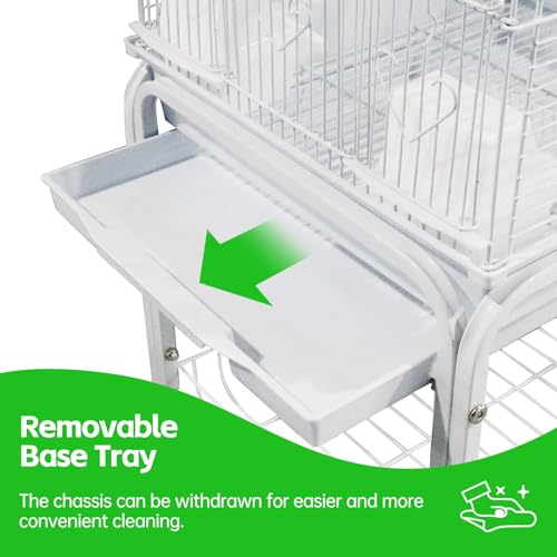Bird Cage Budgie Cages for Finch Canary Parakeet with Stand Wheels Slide-out Tray Accessories Storage Shelf, White 35 x 40 x 135 cm HYGRAD BUILT TO SURVIVE