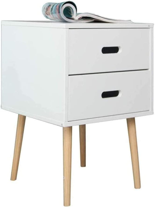 HYGRAD BUILT TO SURVIVE Nightstand Retro White Wooden Bedroom Bedside Table Cabinet Storage With 2 Drawers HYGRAD BUILT TO SURVIVE