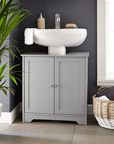 HYGRAD BUILT TO SURVIVE Bamboo Wooden Free Standing Bathroom Vanity Unit Under Sink Basin Cabinet Shelf Organiser In Grey Colour HYGRAD BUILT TO SURVIVE