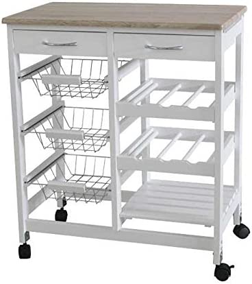 HYGRAD BUILT TO SURVIVE Kitchen Trolley MDF Top White/Grey Island Dining Cart Worktop Basket Storage Lockable Wheels HYGRAD BUILT TO SURVIVE