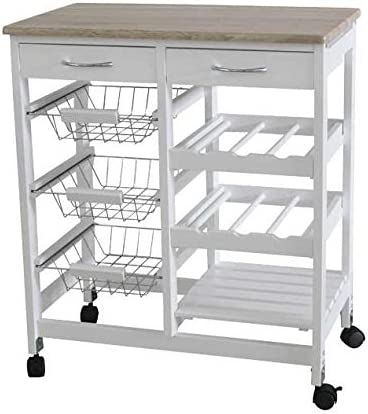 Kitchen Trolley MDF Top White/Grey Island Dining Cart Worktop Basket Storage Lockable Wheels HYGRAD BUILT TO SURVIVE