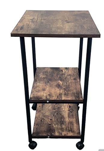 HYGRAD BUILT TO SURVIVE Mobile Printer Stand with Storage, Record Player Stand, Printer Table, Printer Trollely On Wheels, 3-Tier Printer Cart, for Laser Pinter, Home Office, Rustic Brown HYGRAD BUILT TO SURVIVE