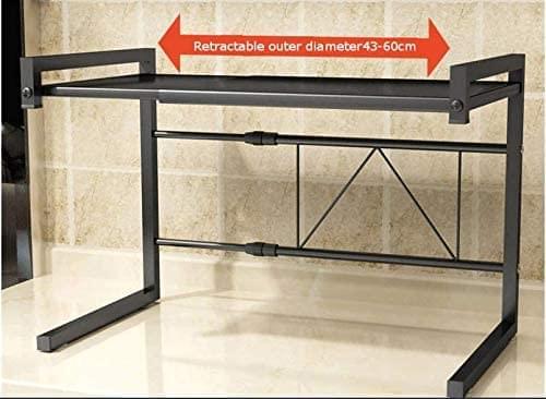 2 Tier Over Microwave Oven Shelf Storage Solution Organiser Stand Utensil Holder in Black HYGRAD BUILT TO SURVIVE